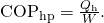 Rendered by QuickLaTeX.com {\text{COP}}_{\text{hp}}=\frac{{Q}_{\text{h}}}{W}\text{.}