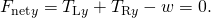 Rendered by QuickLaTeX.com {F}_{\text{net}y}={T}_{\text{L}y}+{T}_{\text{R}y}-w=0.