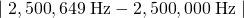 Rendered by QuickLaTeX.com \mid 2,\text{500},\text{649}\phantom{\rule{0.25em}{0ex}}\text{Hz}-2,\text{500},\text{000}\phantom{\rule{0.25em}{0ex}}\text{Hz}\mid