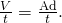 Rendered by QuickLaTeX.com \frac{V}{t}=\frac{\text{Ad}}{t}\text{.}
