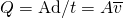 Rendered by QuickLaTeX.com Q=\text{Ad}/t=A\overline{v}