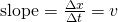 Rendered by QuickLaTeX.com \text{slope}=\frac{\Delta x}{\Delta t}=v