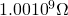 Rendered by QuickLaTeX.com 1.00×{\text{10}}^{9}\Omega