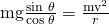 Rendered by QuickLaTeX.com \text{mg}\frac{\text{sin}\phantom{\rule{0.25em}{0ex}}\theta }{\text{cos}\phantom{\rule{0.25em}{0ex}}\theta }=\frac{{\text{mv}}^{2}}{r}