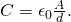 Rendered by QuickLaTeX.com C={\epsilon }_{0}\frac{A}{d}.