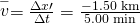 Rendered by QuickLaTeX.com \stackrel{-}{v}=\frac{\Delta x\prime }{\Delta t}=\frac{-\text{1.50 km}}{\text{5.00 min}}