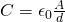 Rendered by QuickLaTeX.com C={\epsilon }_{0}\frac{A}{d}