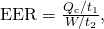 Rendered by QuickLaTeX.com \text{EER}=\frac{{Q}_{\text{c}}/{t}_{1}}{W/{t}_{2}},