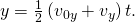 Rendered by QuickLaTeX.com y=\frac{1}{2}\left({v}_{0y}+{v}_{y}\right)t\text{.}