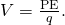 Rendered by QuickLaTeX.com V=\frac{\text{PE}}{q}\text{.}