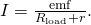 Rendered by QuickLaTeX.com I=\frac{\text{emf}}{{R}_{\text{load}}+r}.