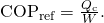 Rendered by QuickLaTeX.com {\text{COP}}_{\text{ref}}=\frac{{Q}_{\text{c}}}{W}\text{.}