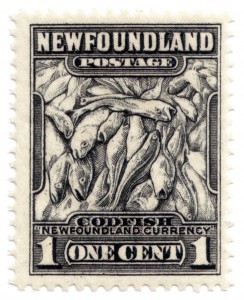 One-cent Newfoundland stamp depicting cod.