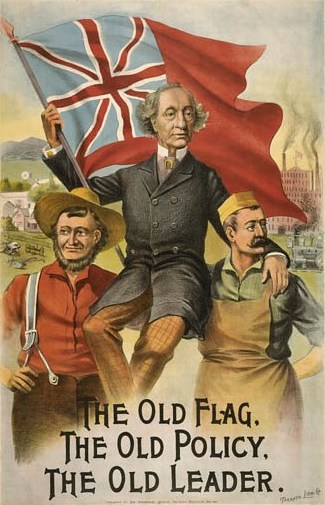 1891 election campaign poster. Long description available.