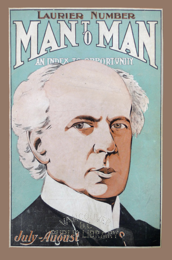 Magazine cover with older man with white hair and a receding hairline.