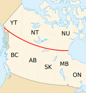 The line between the north and the North is generally agreed to be the 60th parallel. https://en.wikipedia.org/wiki/60th_parallel_north#/media/File:60th_parallel_Canada.svg
