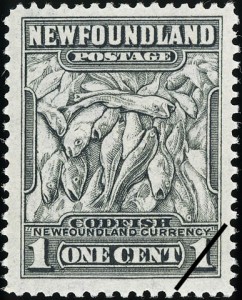 The cod fishery was central to Newfoundland's economy for centuries. (Artist unknown, ca.1941-44) (Library and Archives of Canada; copyright Canada Post)