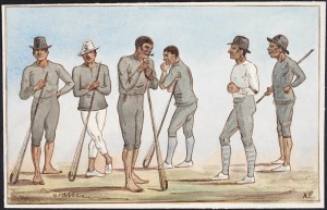 A visiting British watercolourist attended a Montreal v. Caughnawaga lacrosse match in ca.1882-83 and painted six of the First Nations players.