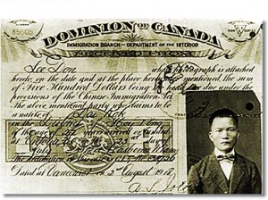 Head Tax receipt issued to Lee Don in 1918. https://commons.wikimedia.org/wiki/File:Head_Tax_Recipt.jpg