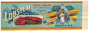 Figure 8.25 Packing crate art and design became an industry in its own right in the early 20th century, whether the produce was Okanagan hard fruit or Nova Scotian lobster meat. Nova Scotia Archives. 