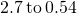 \phantom{\rule{0.2em}{0ex}}2.7\phantom{\rule{0.2em}{0ex}}\text{to}\phantom{\rule{0.2em}{0ex}}0.54