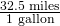 \frac{\text{32.5 miles}}{\text{1 gallon}}