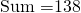 \text{Sum =}138\phantom{\rule{1 em}{0ex}}