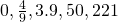 0,\frac{4}{9},3.9,50,221