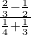 \frac{\frac{2}{3}-\frac{1}{2}}{\frac{1}{4}+\frac{1}{3}}
