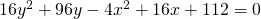 16{y}^{2}+96y-4{x}^{2}+16x+112=0
