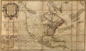 An unfinished map of North America with lots of detail in the south east but a blank northwest