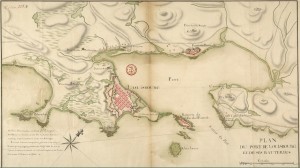 An old map showing the location of Louisbourg.