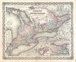 A map of Canada West.