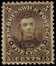 A man's face on a New Brunswick stamp.