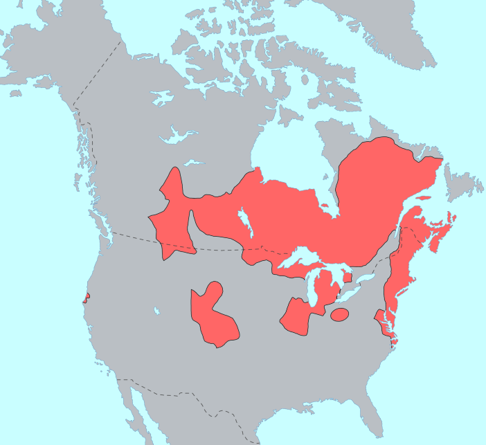 Map of Algonkian language speakers. Long description available.