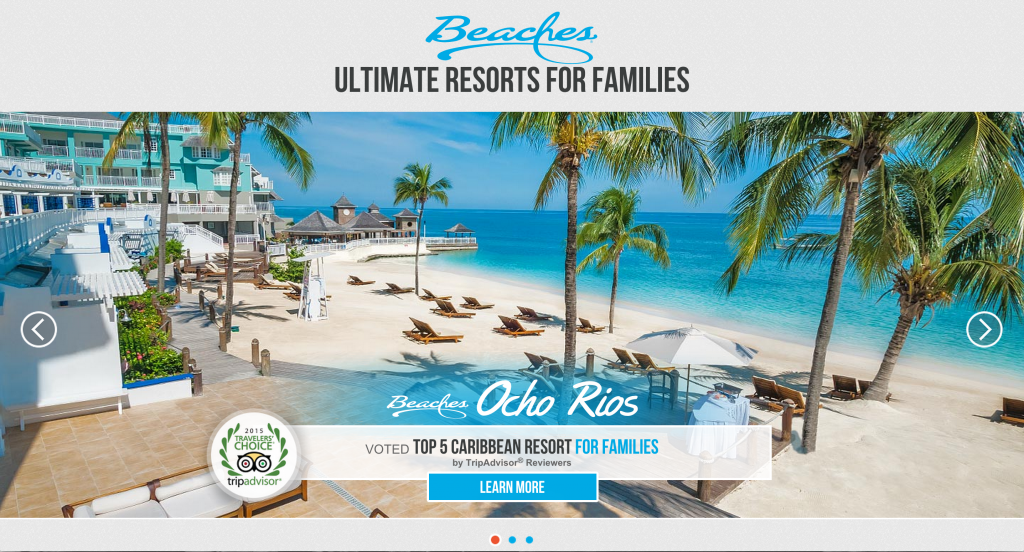 Beaches Resorts website screen shot