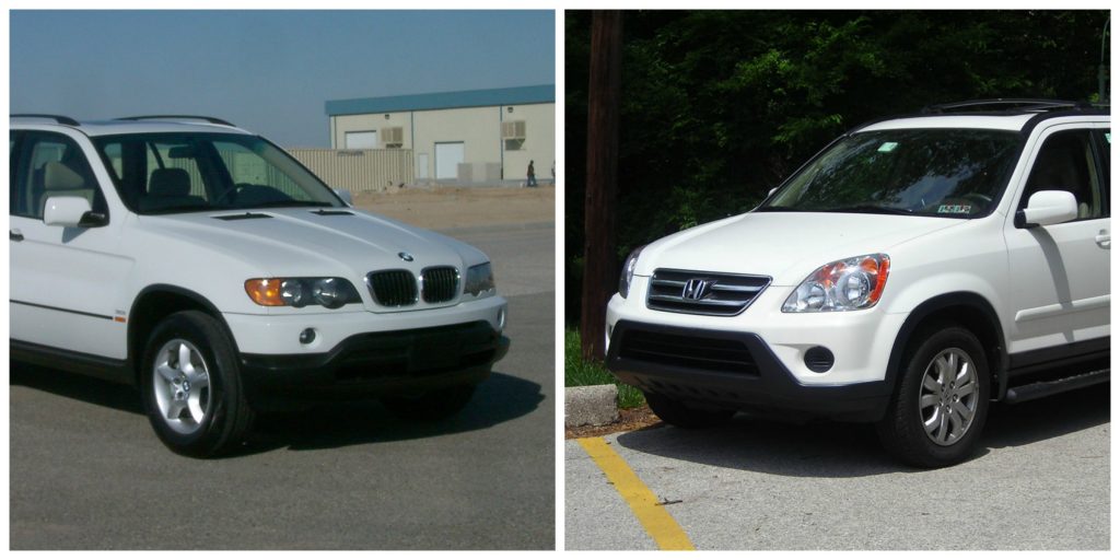 A BMW X5 and a Honda CRV