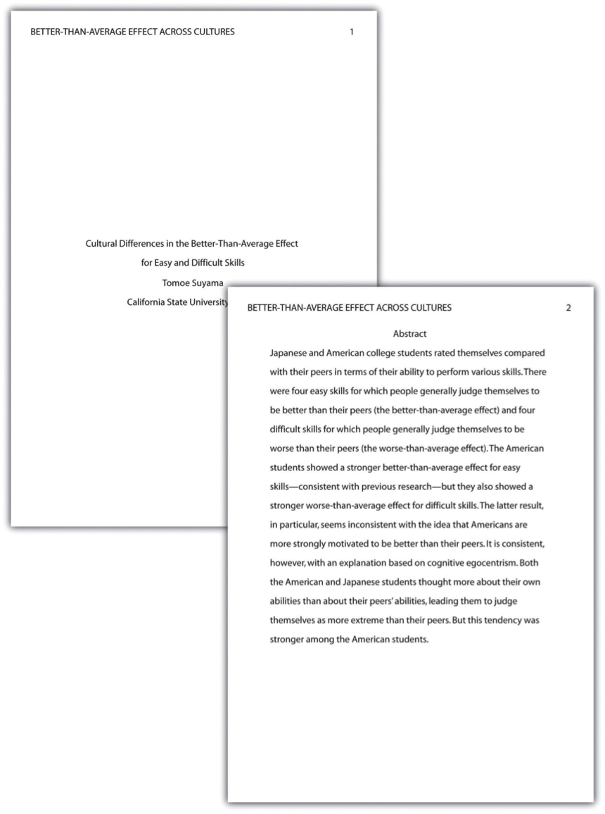 Writing A Research Report In American Psychological Association Apa Style Research Methods In Psychology 2nd Canadian Edition