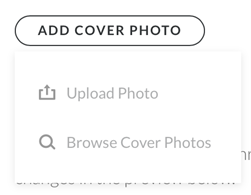 screenshot of option for adding cover photo
