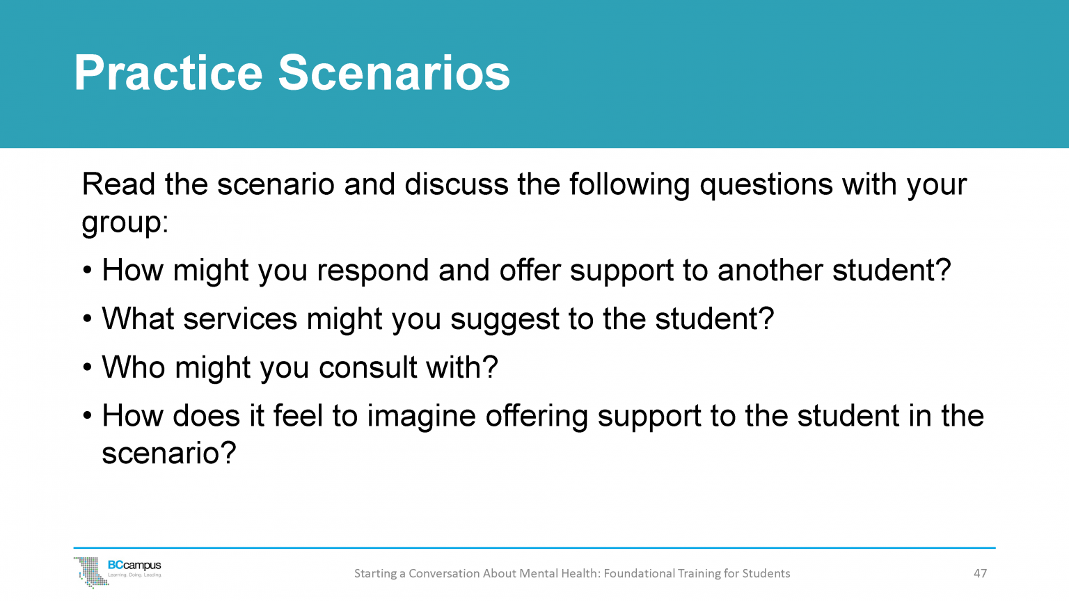 9. Scenarios for Practice and Discussion – Starting A Conversation ...