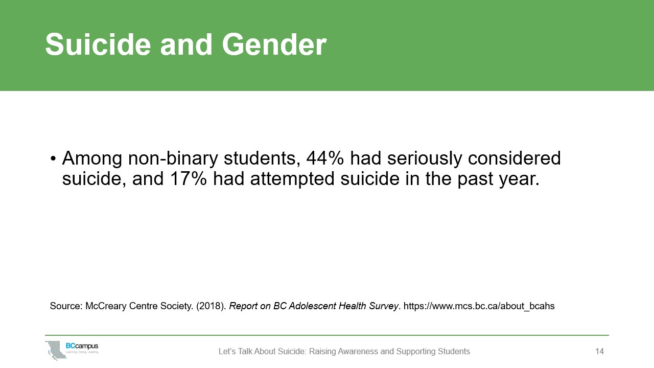 slide: suicide and gender, non-binary students