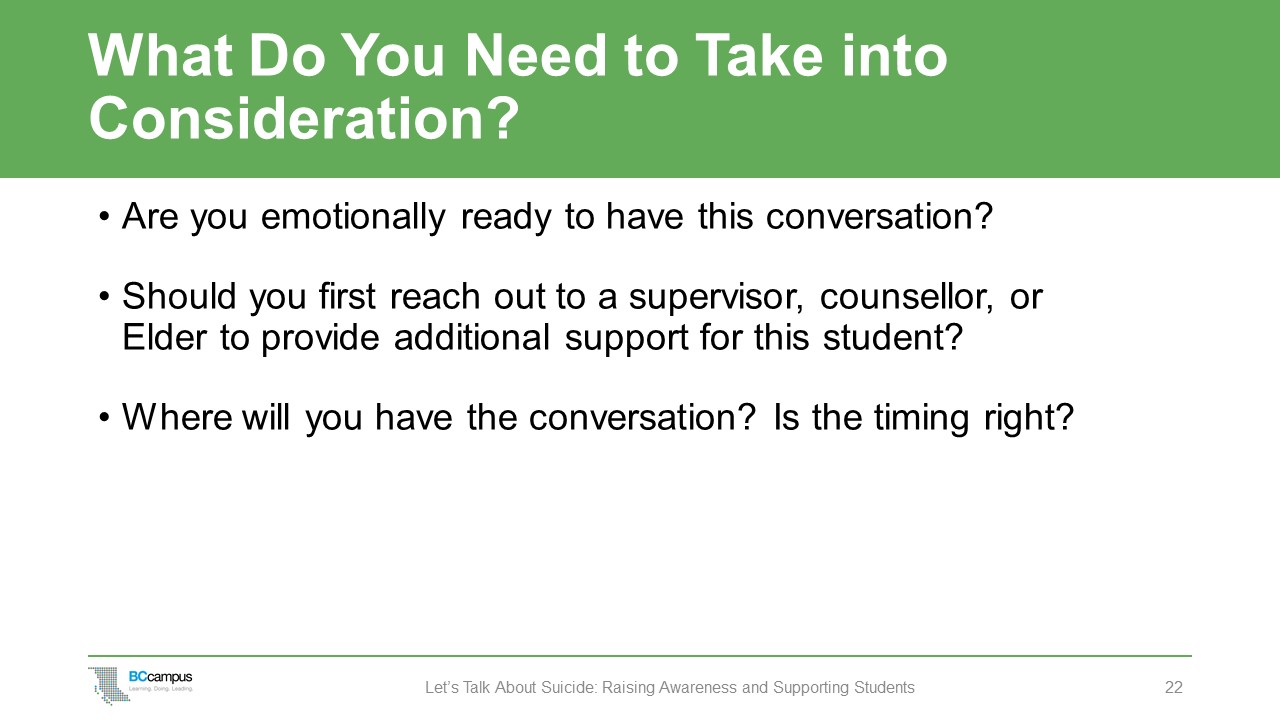 slide: what do you need to take into consideration