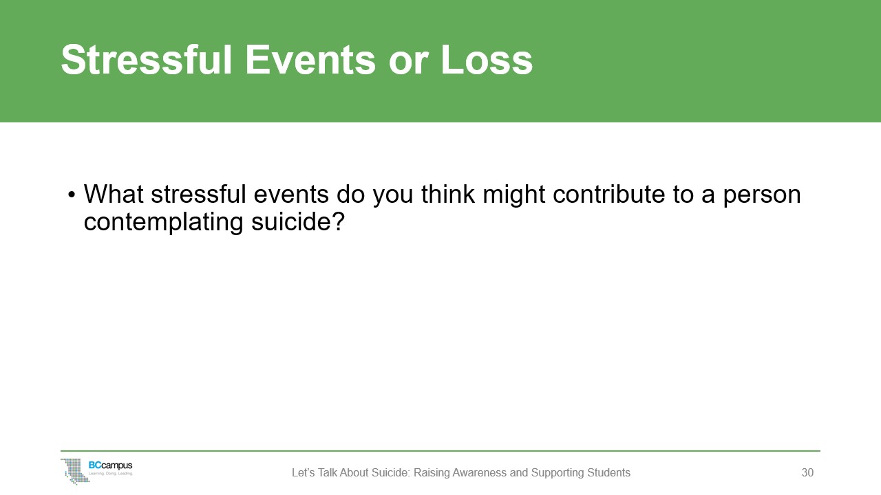 slide: stressful events of loss