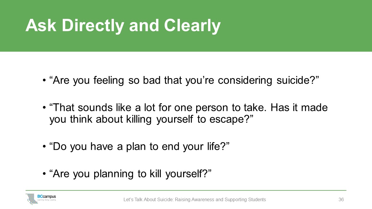 slide: ask directly and clearly