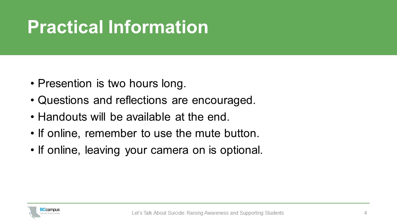 slide: practical information