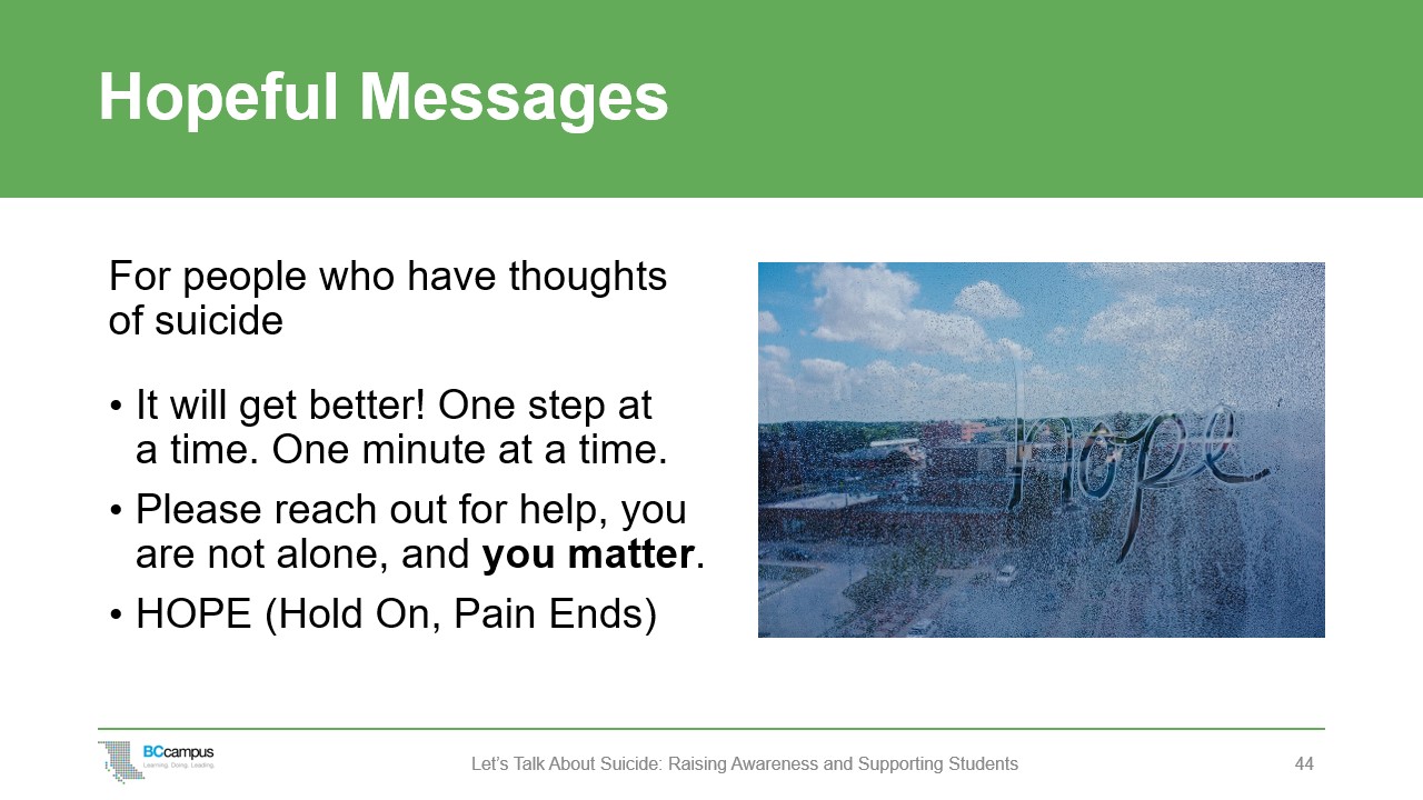 slide: hopeful messages