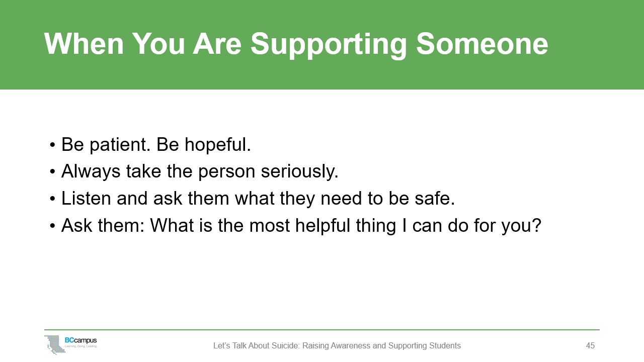 slide: when are you supporting someone