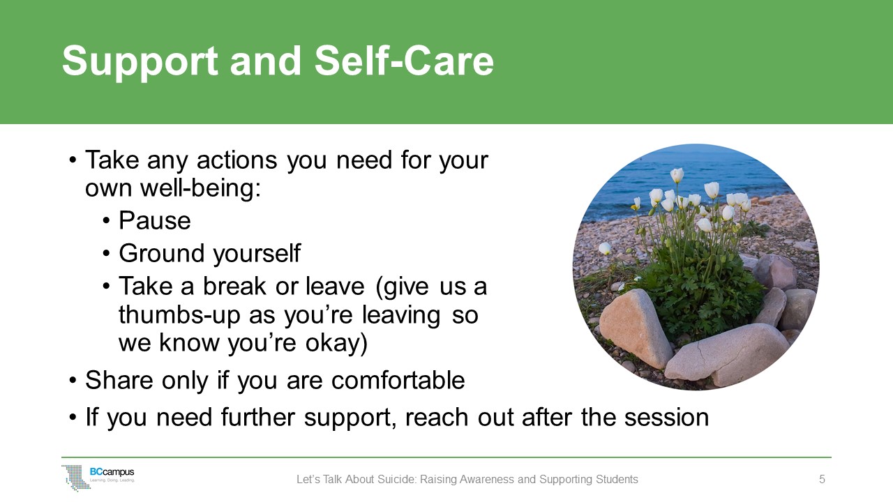 slide: support and self care