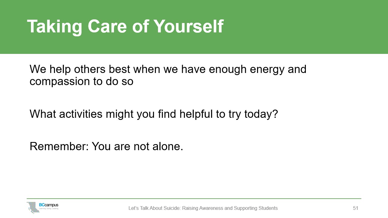 slide: taking care of yourself