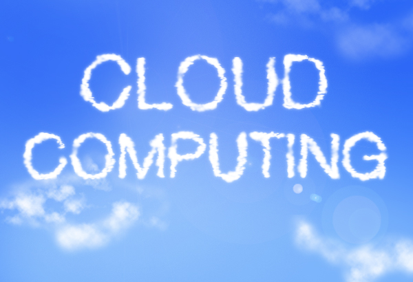 Artistic image of the sky, with Cloud Computing written in cloud like text